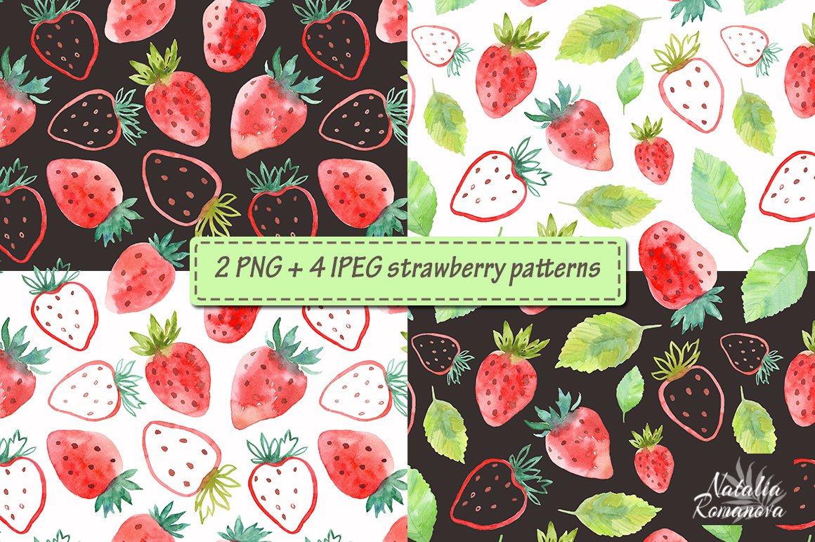 Four strawberry patterns.