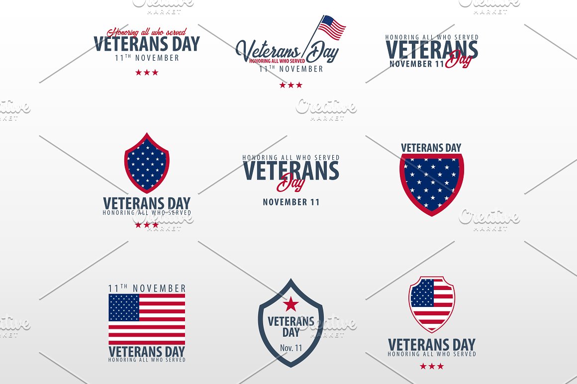 White background with the different USA emblemes.