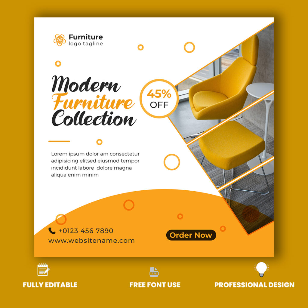 Furniture Super Sale Social Media Post Template MasterBundles