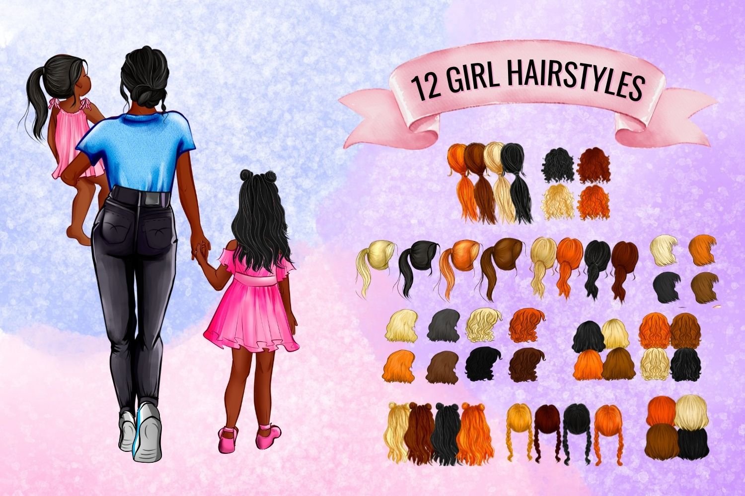 Girl hairstyle collection.