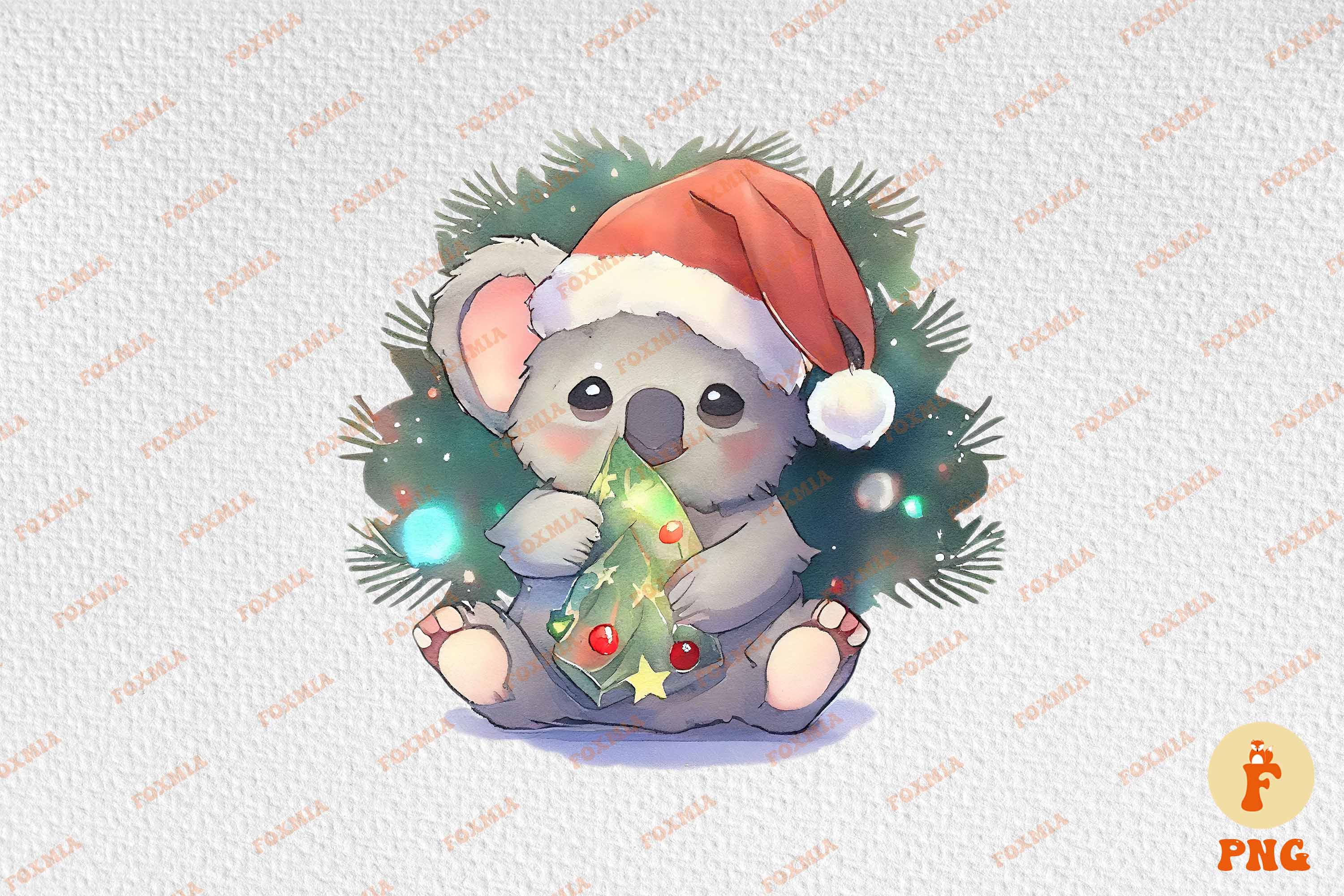 Irresistible image of a koala wearing a santa hat.