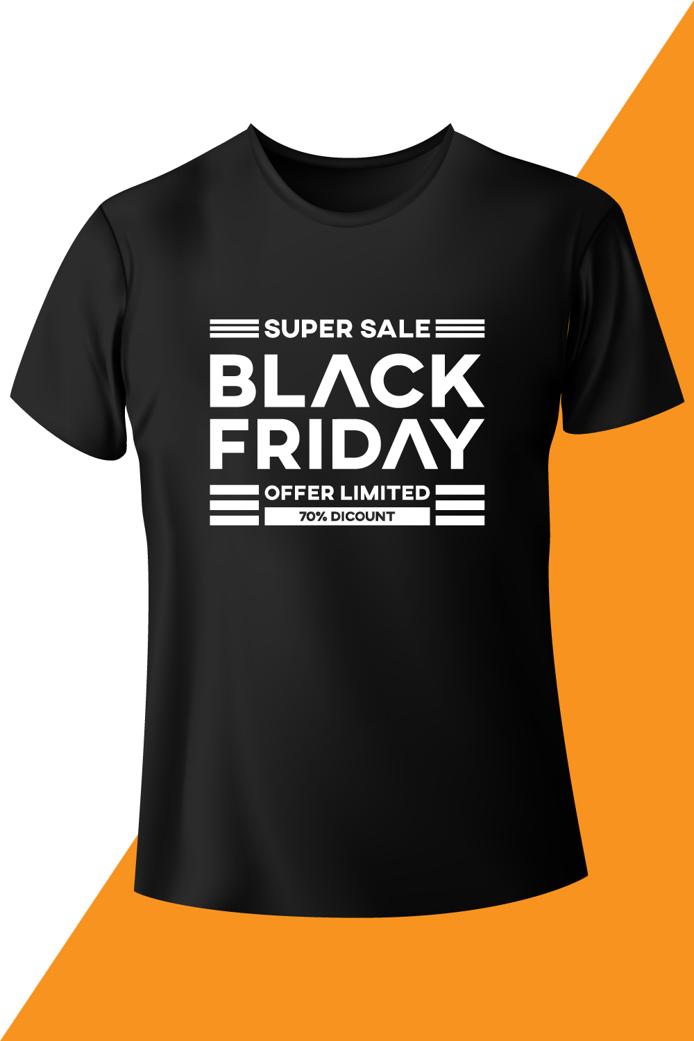 Image of a black t-shirt with a charming inscription Black Friday.