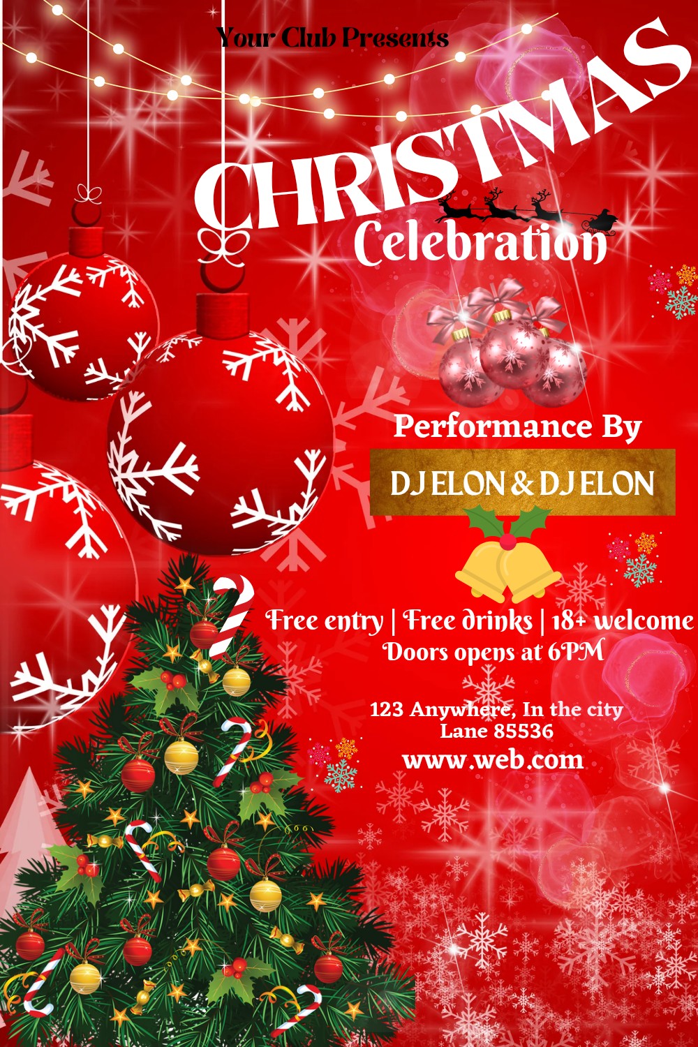 Christmas Party Flyer Template - pinterest image preview.