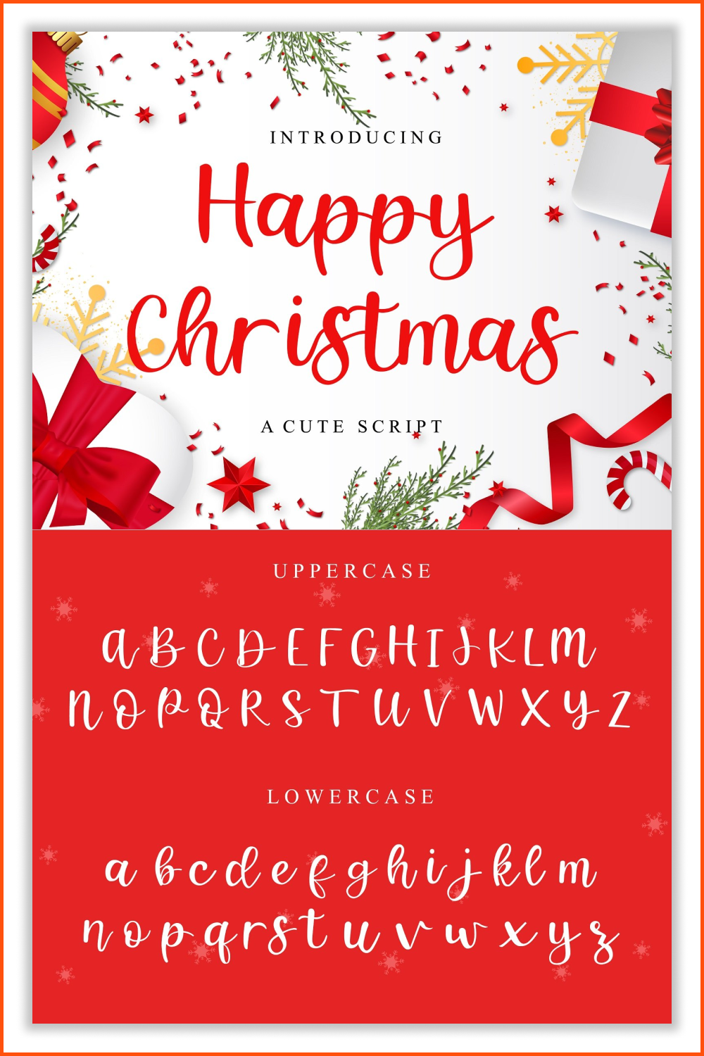 Bright Christmas card with gifts, stars and twigs.