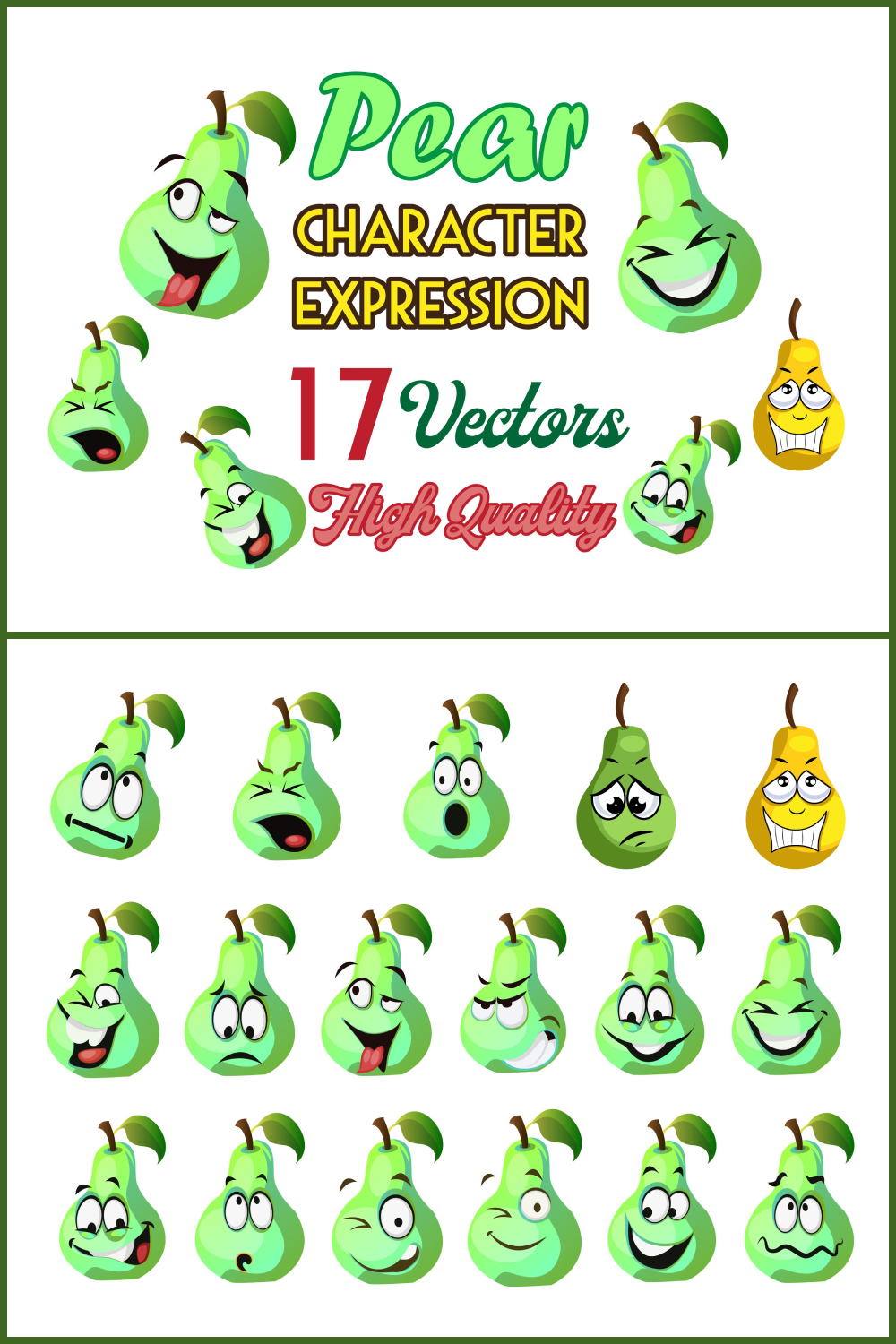 17x pear character expression illustrations 02 812