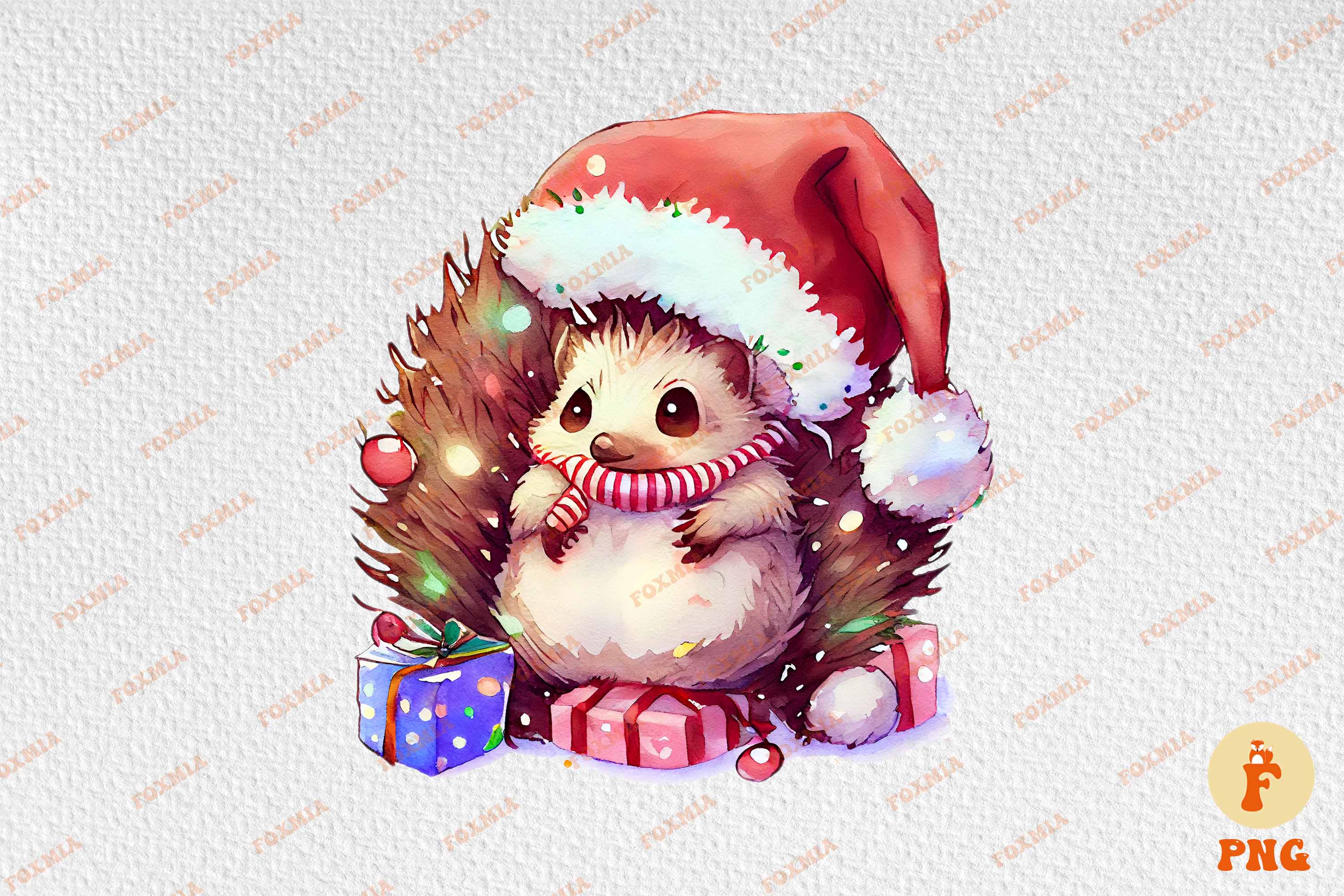 Amazing picture of a hedgehog wearing a santa hat.