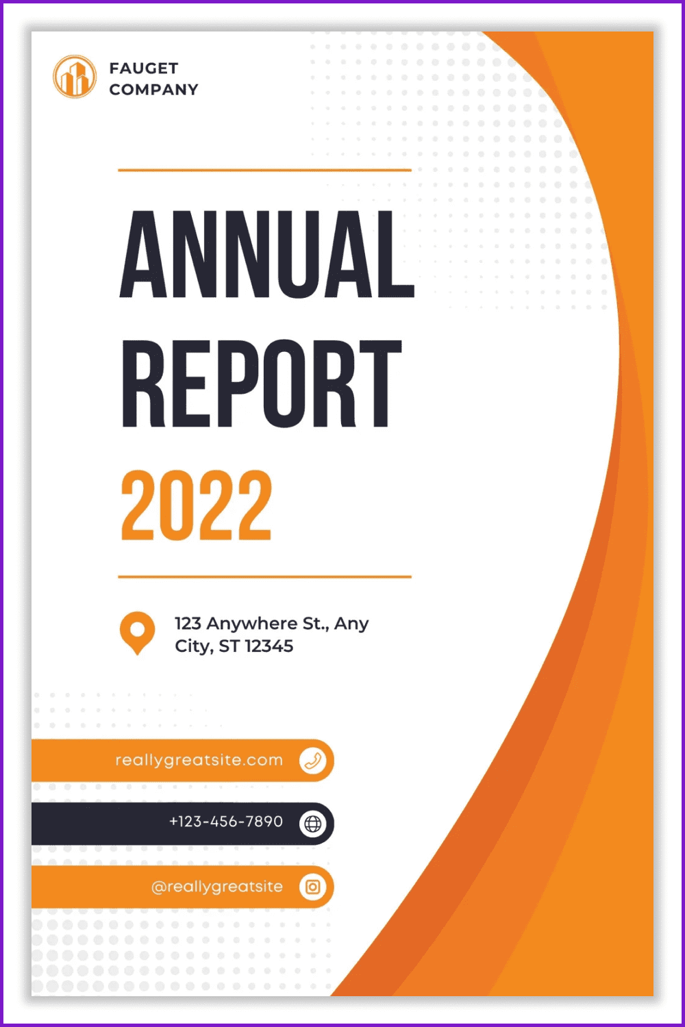 Cover of Annual report with orange stripes.
