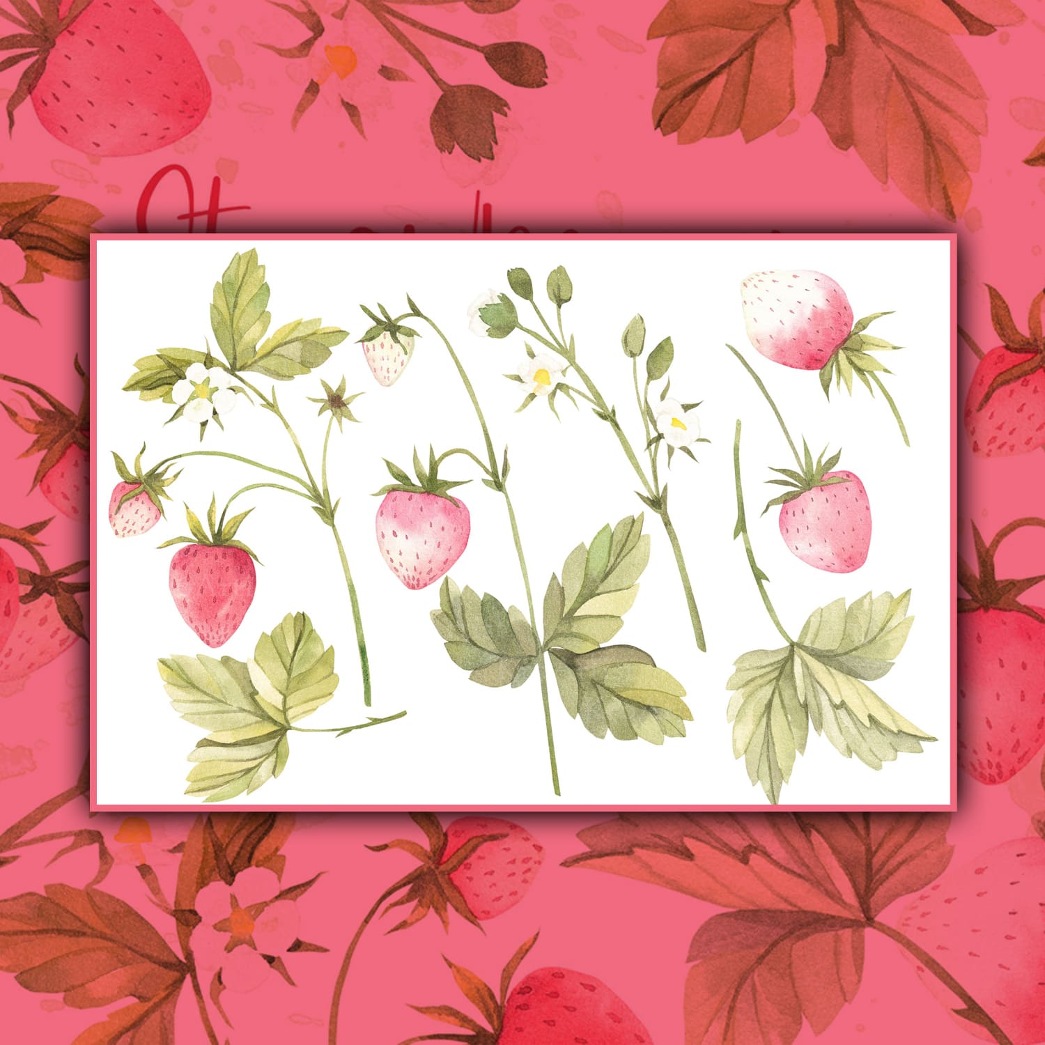 Strawberry PNG | Watercolor Clipart Bundle Created By KroArtist.