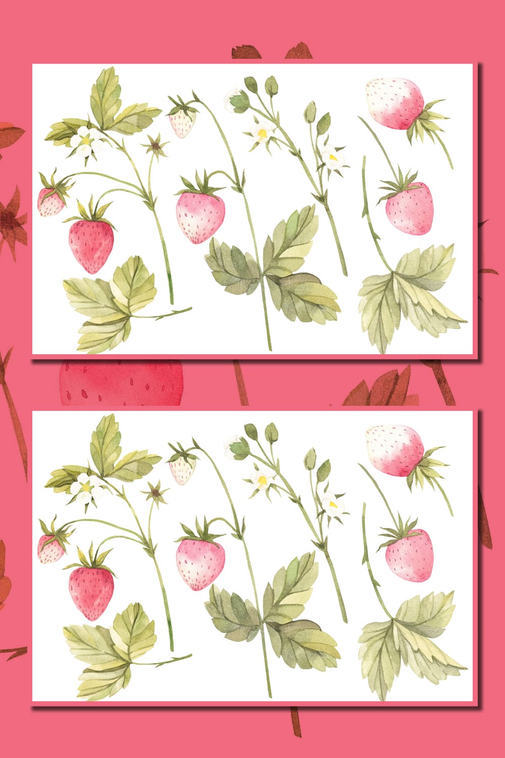 Strawberry PNG | Watercolor Clipart Bundle - pinterest image preview.