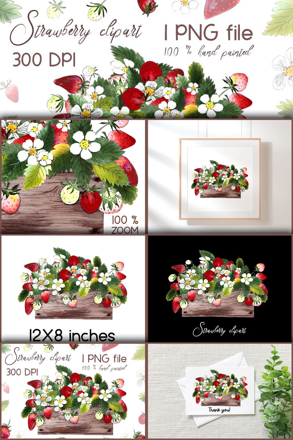 Strawberry Clipart - pinterest image preview.