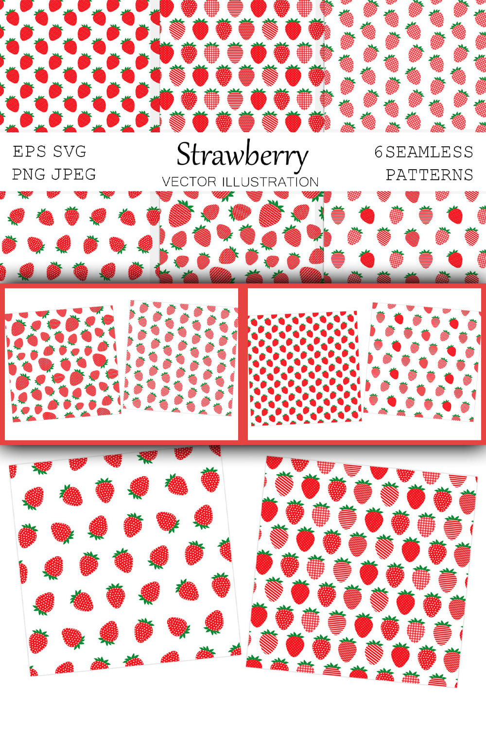 Strawberry Seamless Pattern - pinterest image preview.