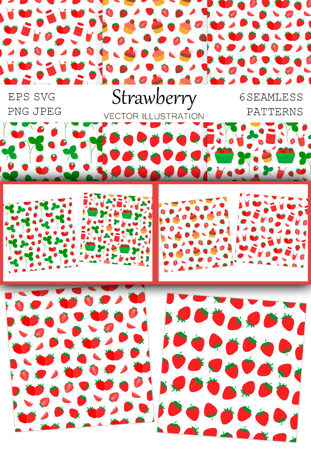 Strawberry Seamless Pattern - pinterest image preview.
