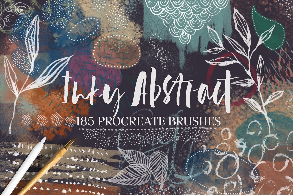 Cover image of Inky Abstract Procreate Brushes.