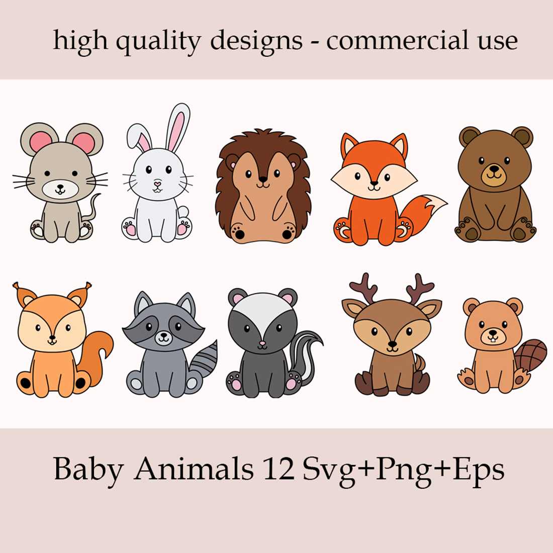 Woodland Baby Animals SVG Clipart cover image.