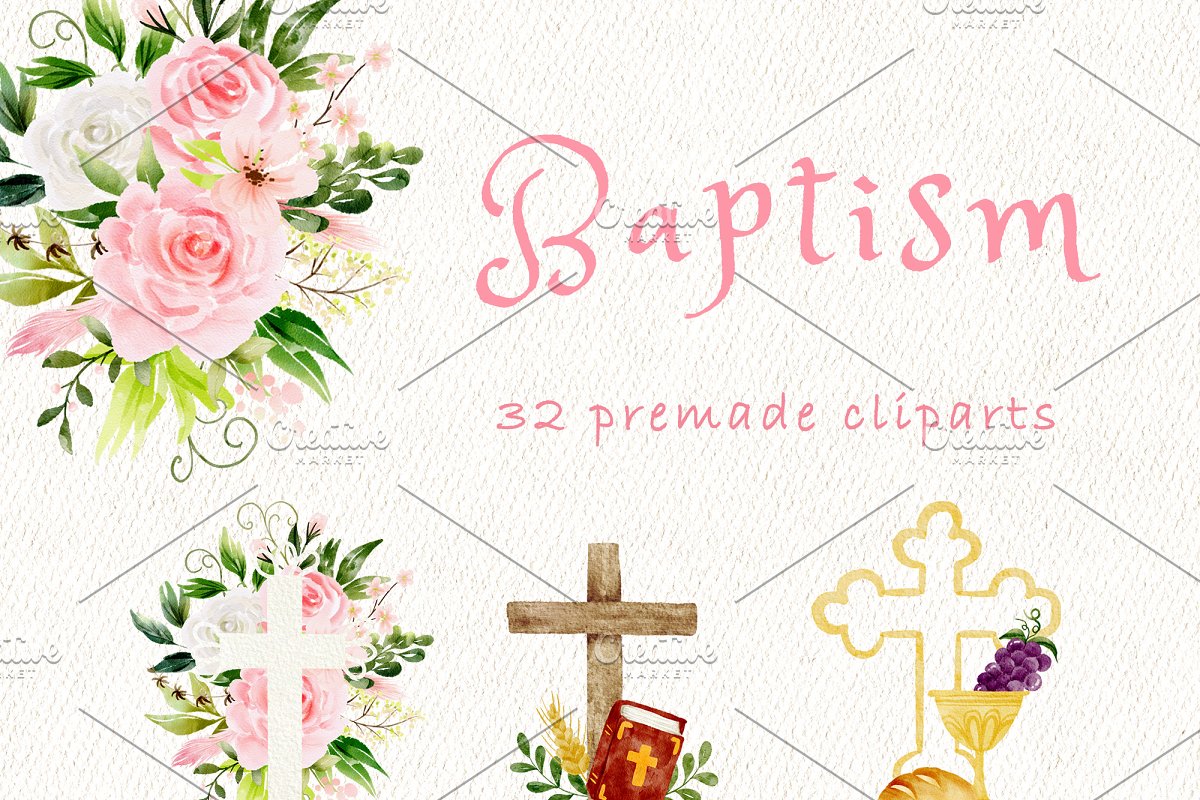 Baptism clipart created by heyiamalice.