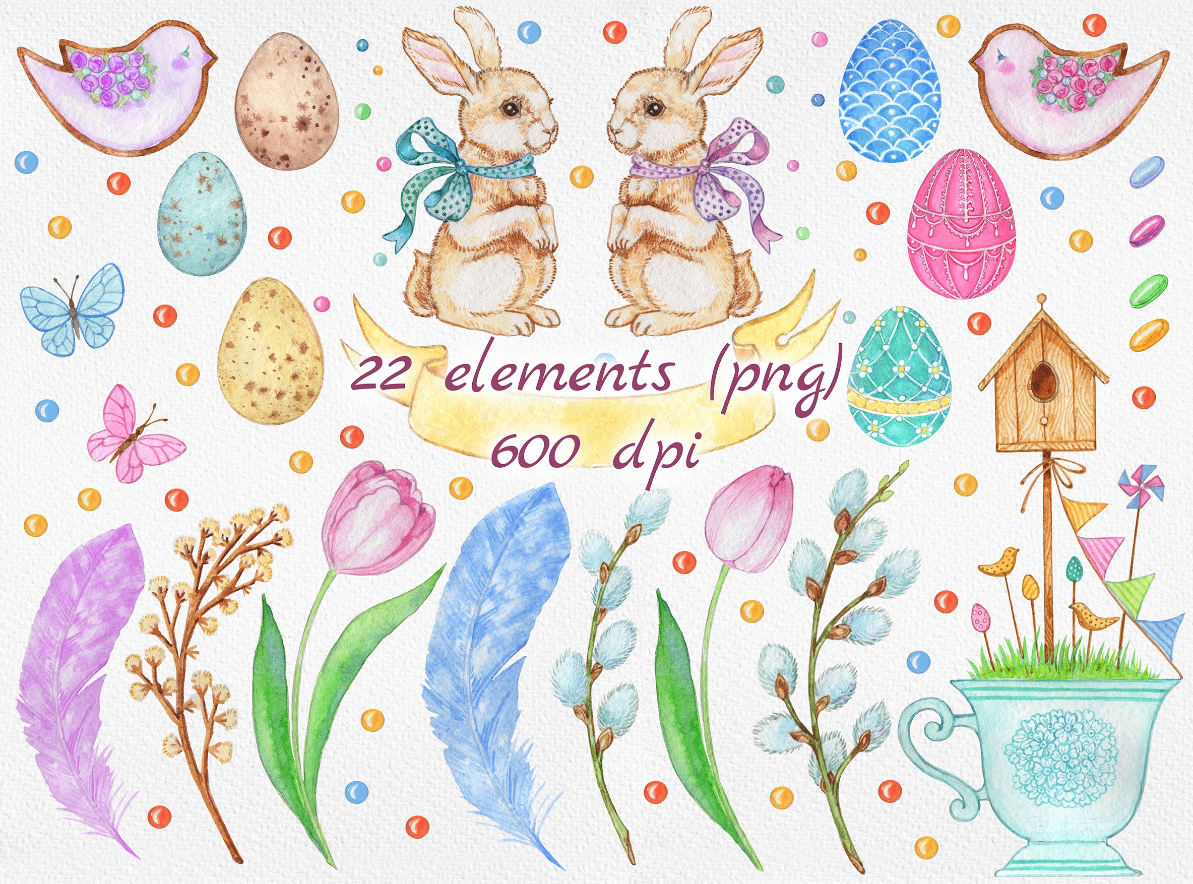 Colorful Easter elements.