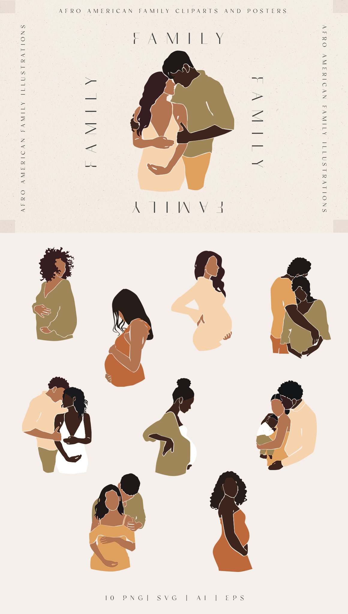 Pastel pregnant woman illustrations.