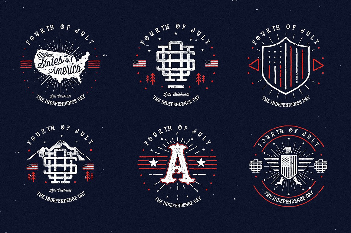 Dark background with the American emblems set.