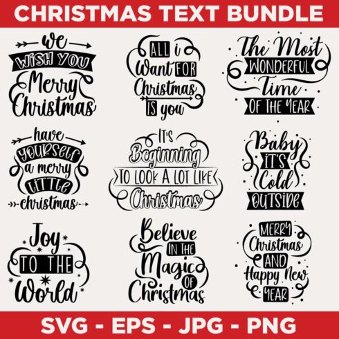 Merry Christmas SVG Text Bundle - main image preview.