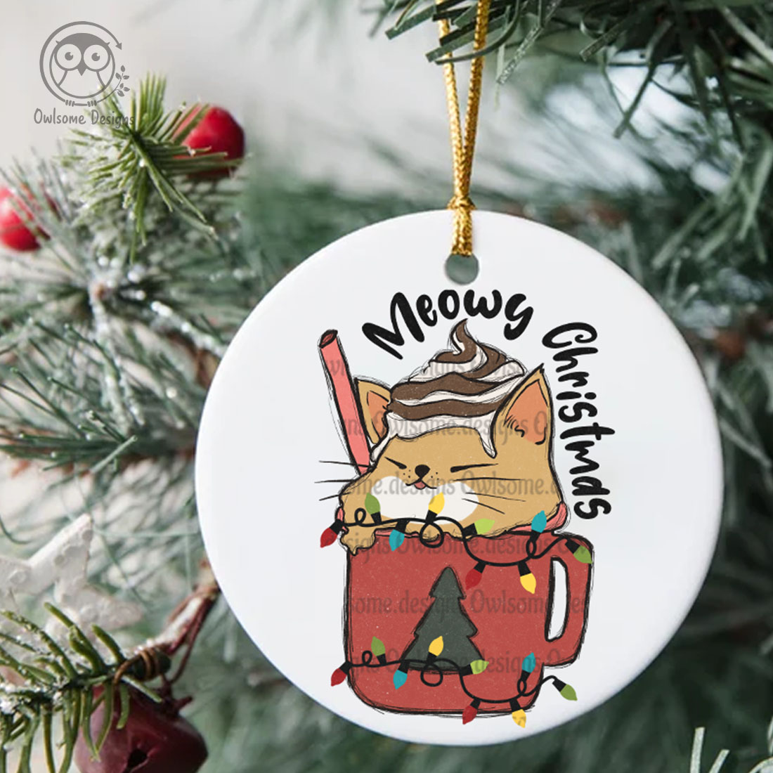 Christmas Meowy Sublimation Design preview image.