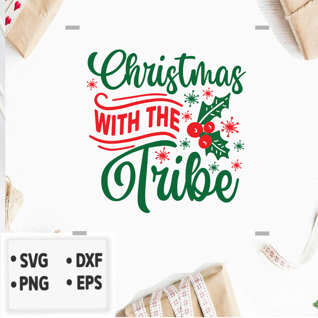 Image with exquisite Christmas With The Tribe lettering.