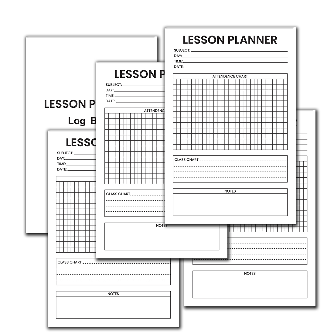 Image with blank elegant pages of lesson planner journal.