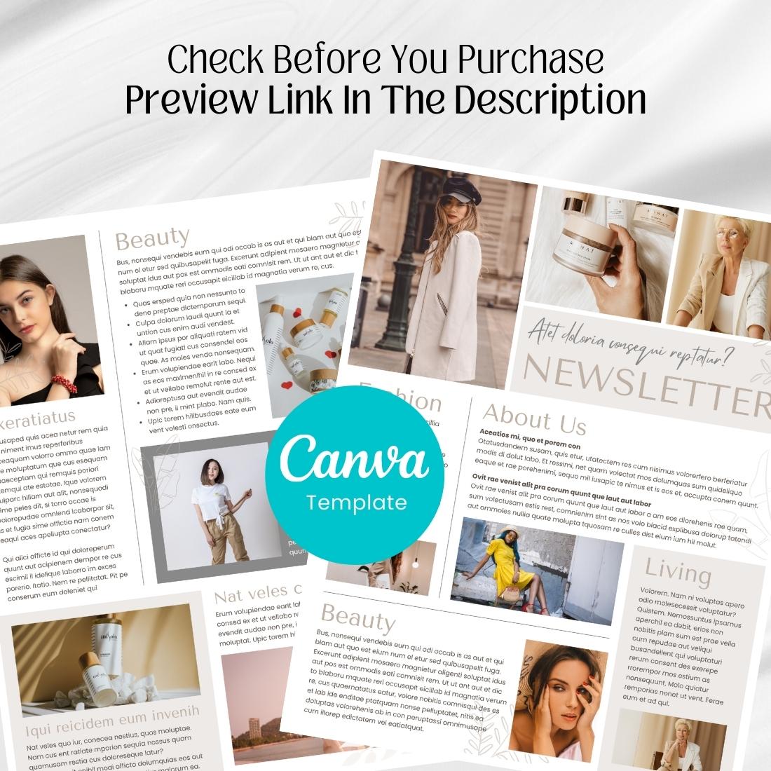 Canva Newsletter Template Cosmetics created by naleencmudhannayake@gmail.com.