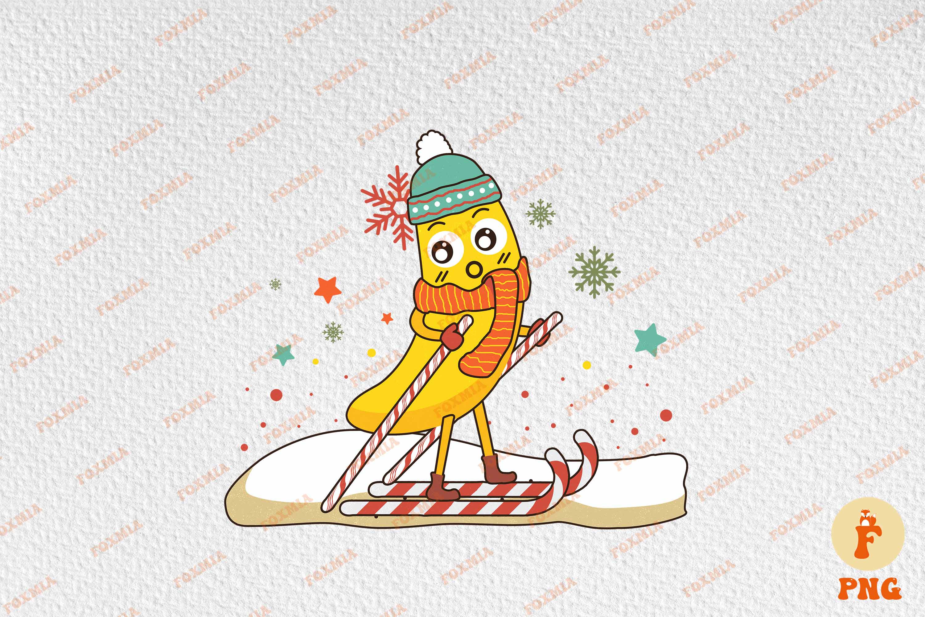 Christmas Cute Banana Sublimation T-Shirt Designs preview image.