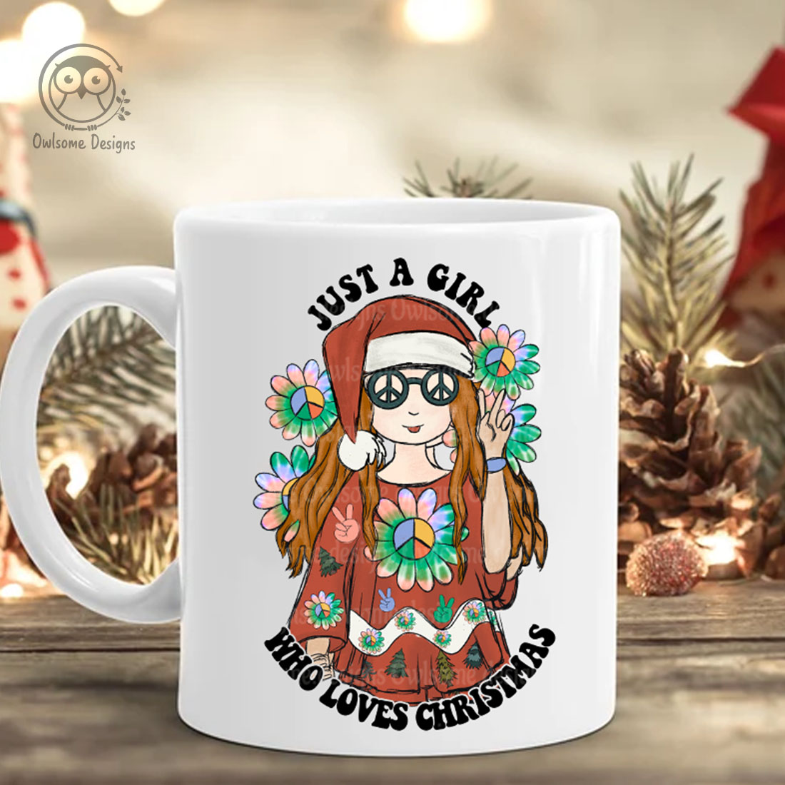 Christmas Hippie Girl Sublimation Graphics preview image.