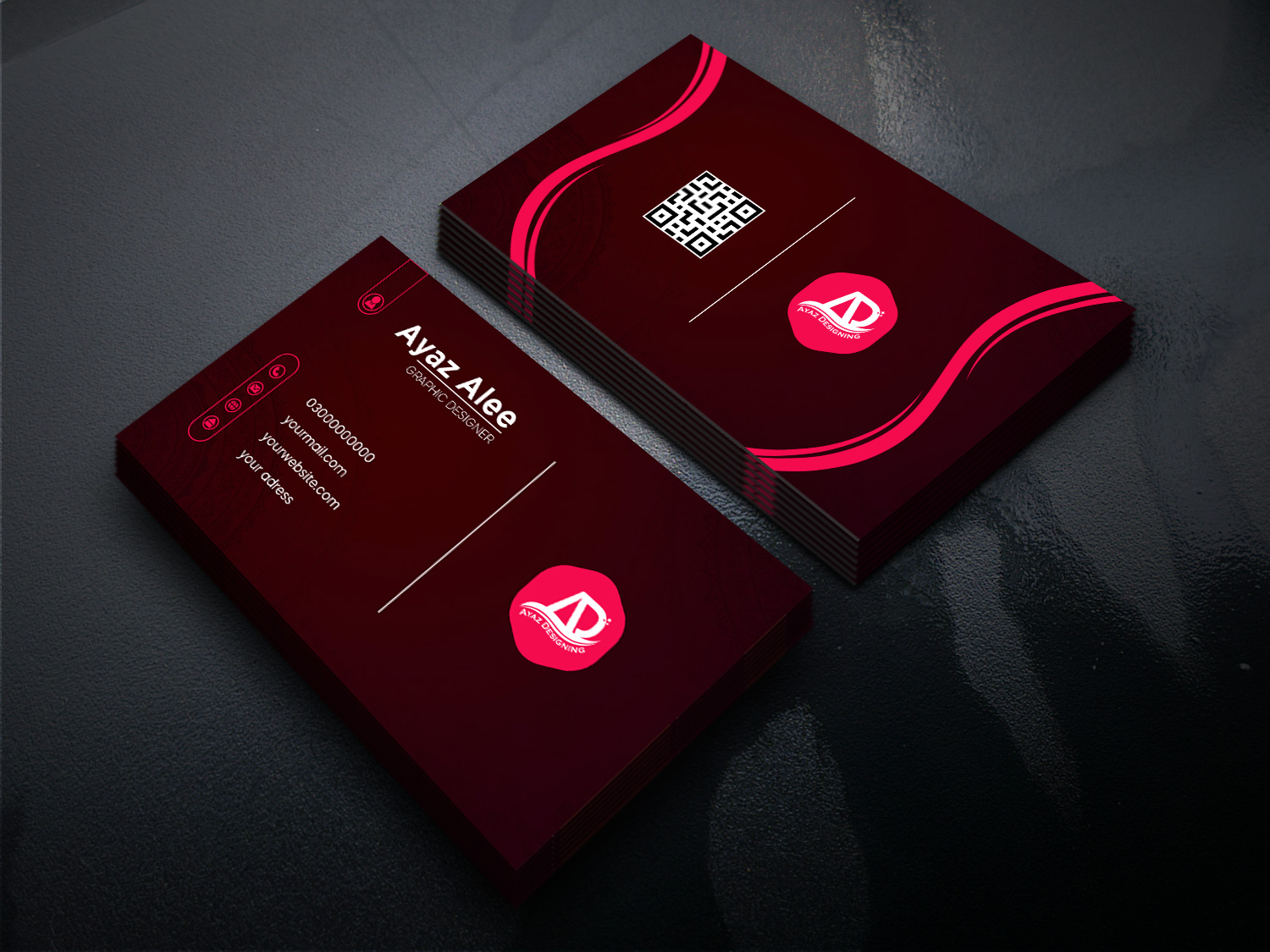 Stylish Business Card Black and Red Bundle preview image.