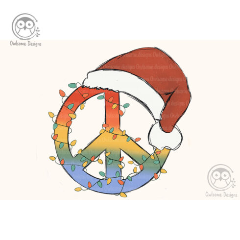Peace Hippie Christmas Sublimation Design cover image.