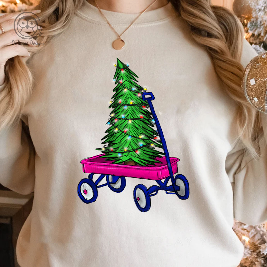 Christmas Tree On Wagon - hoodie design.