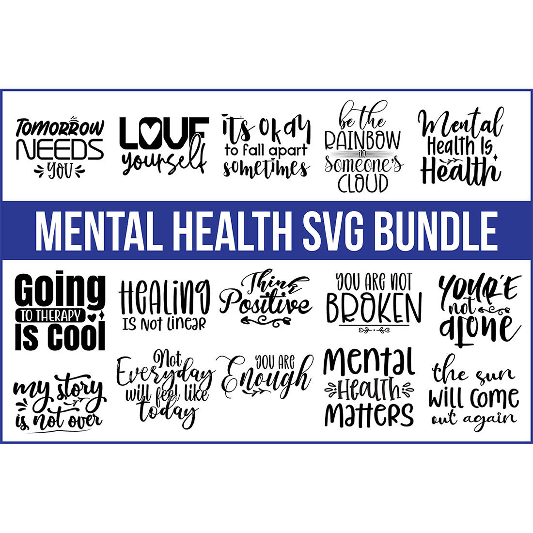 Typography Mental Health T-shirt SVG Design cover image.