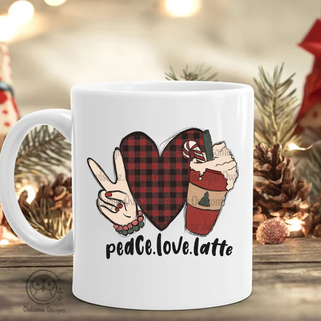 Peace Love Latte Sublimation Design preview image.