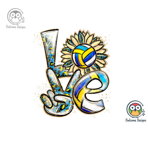Image with a wonderful inscription love with volleyball elements.
