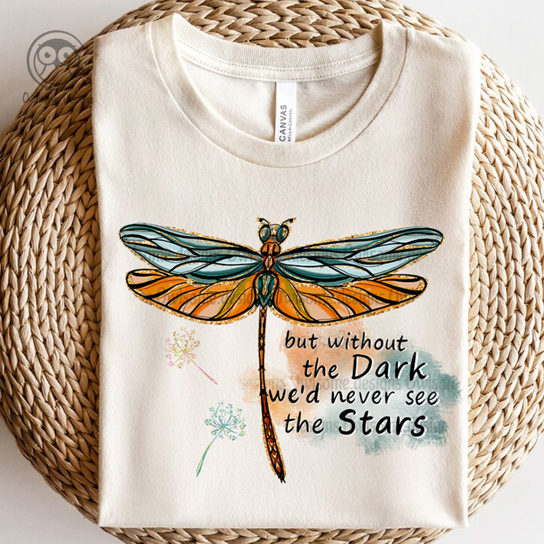 Image of a T-shirt with a gorgeous dragonfly print and slogan.