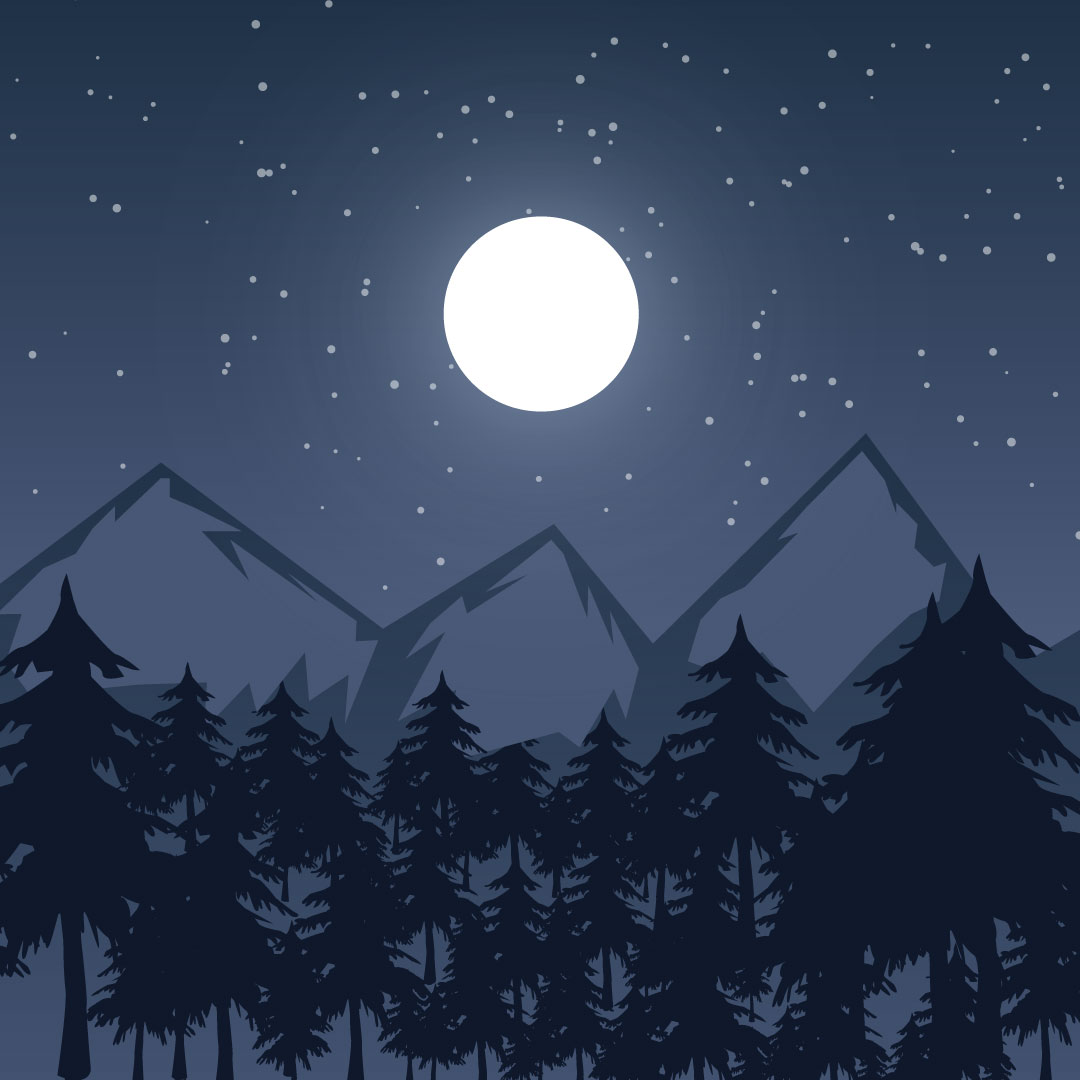 Beautiful Moon and Mountain Illustrations preview image.