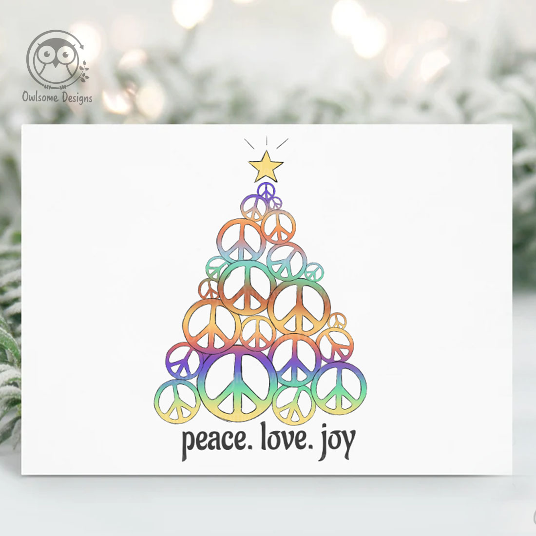 Christmas Tree Peace Love Joy Sublimation Illustration preview image.