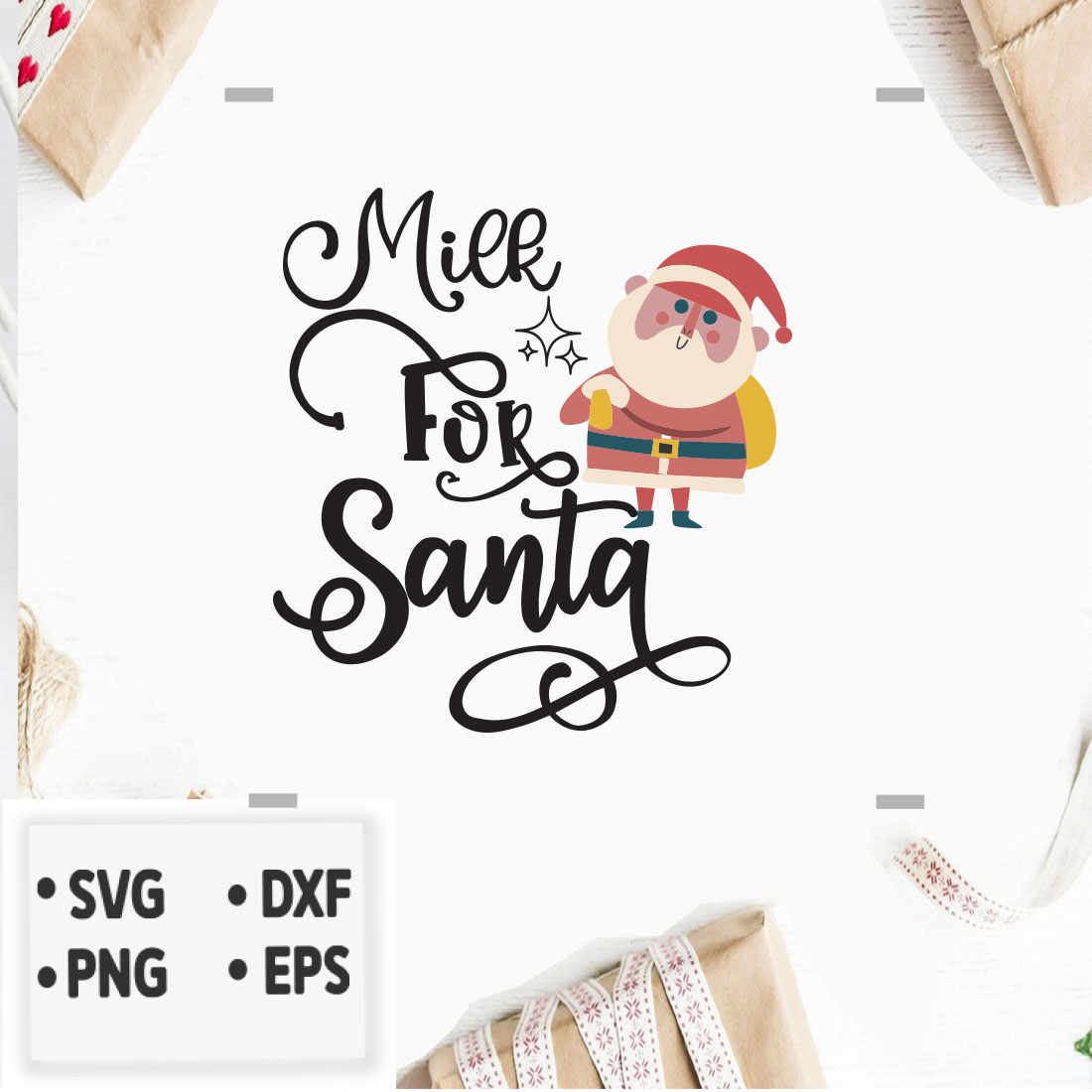 Image with a wonderful inscription Milk for Santa.