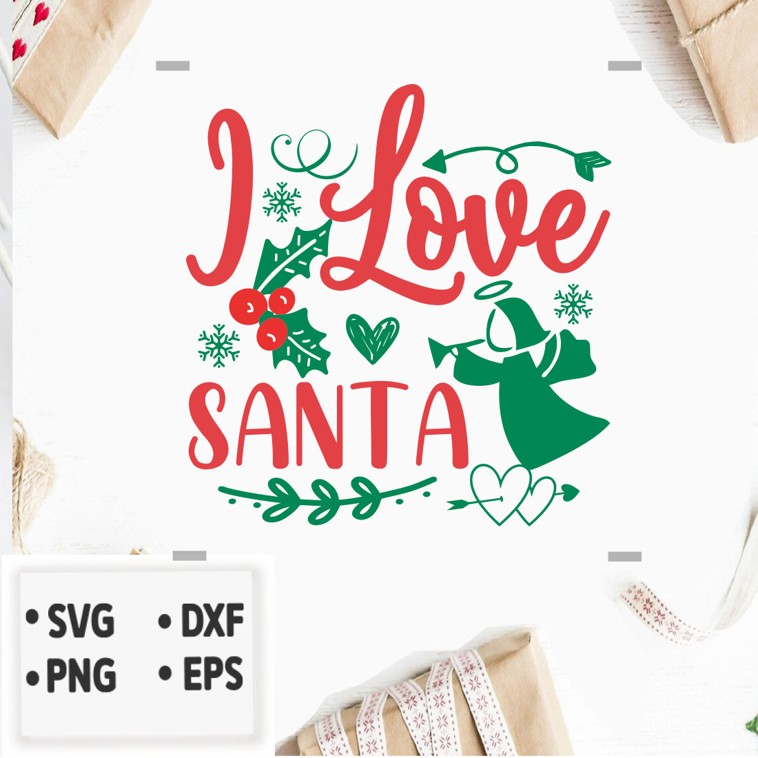Image with irresistible print I love Santa.