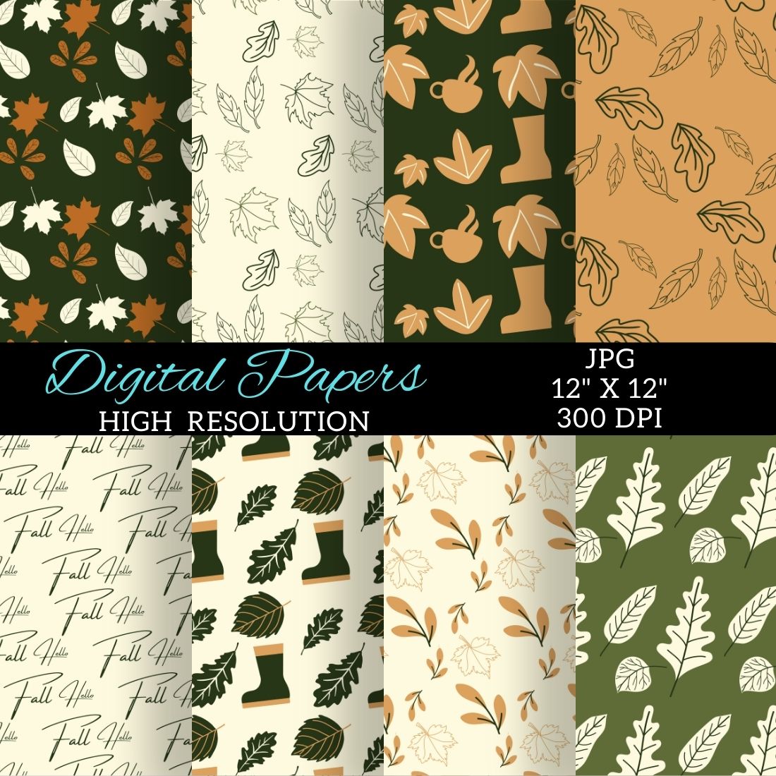 Bundle of elegant background patterns on the theme of autumn.