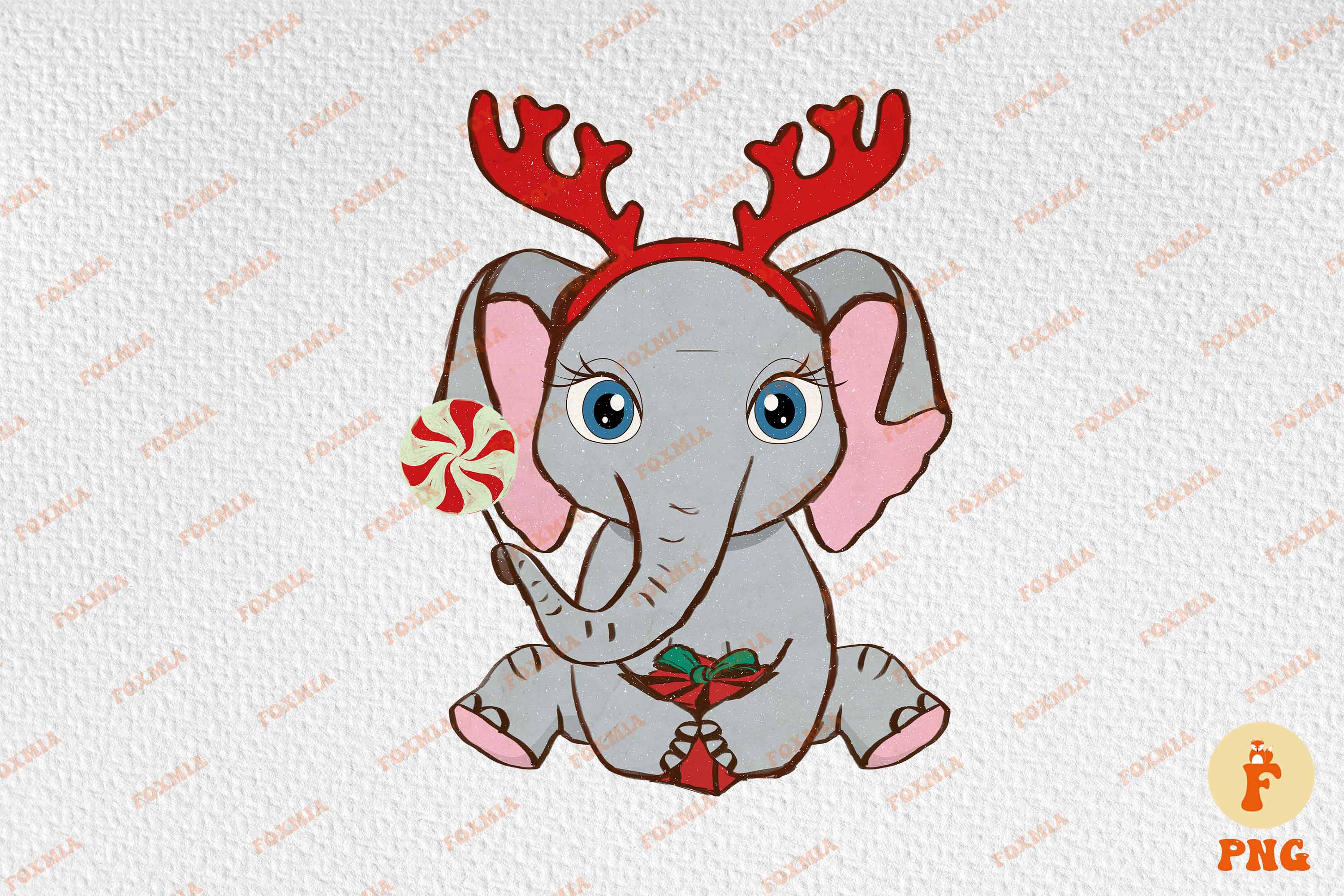 Adorable image with an elephant with deer antlers.
