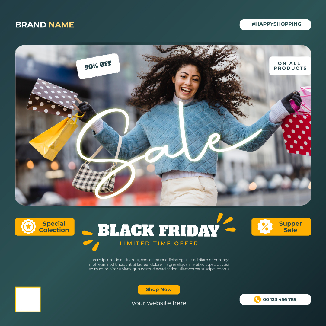 Black Friday Sale Social Media Posts Banners Template preview image.