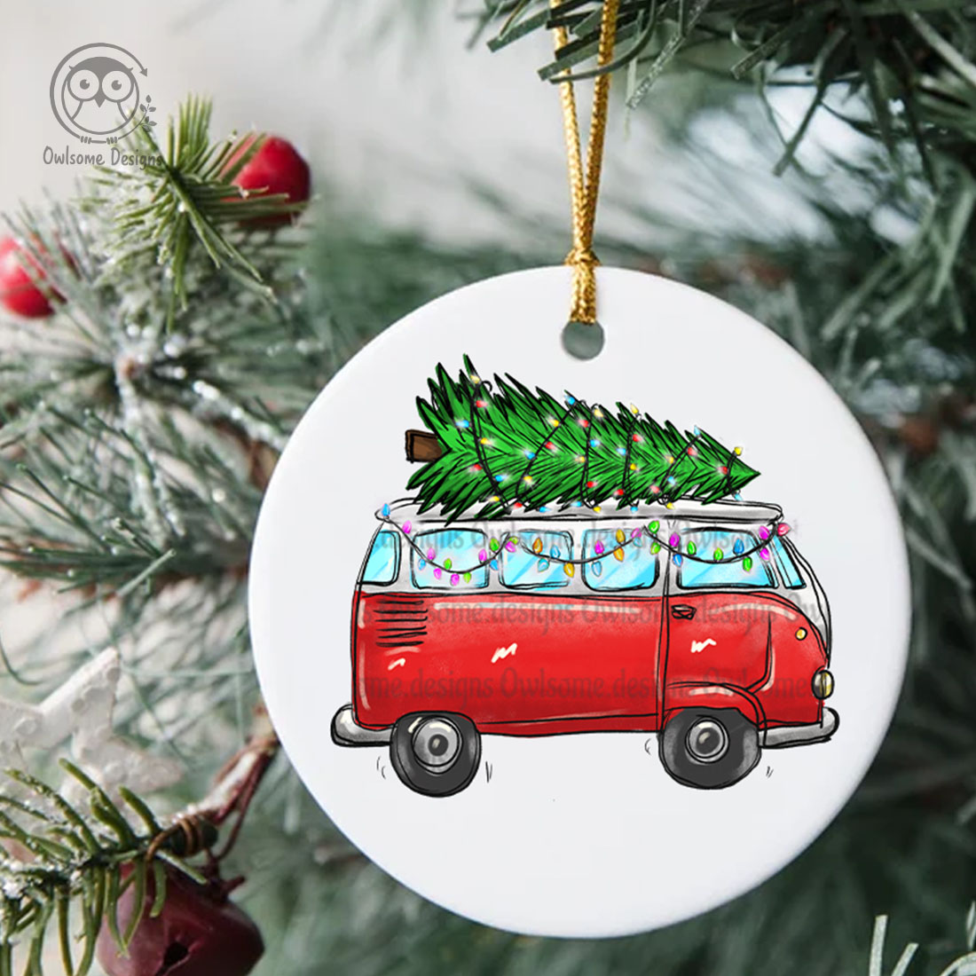 Hippie Bus with Christmas Design preview image.