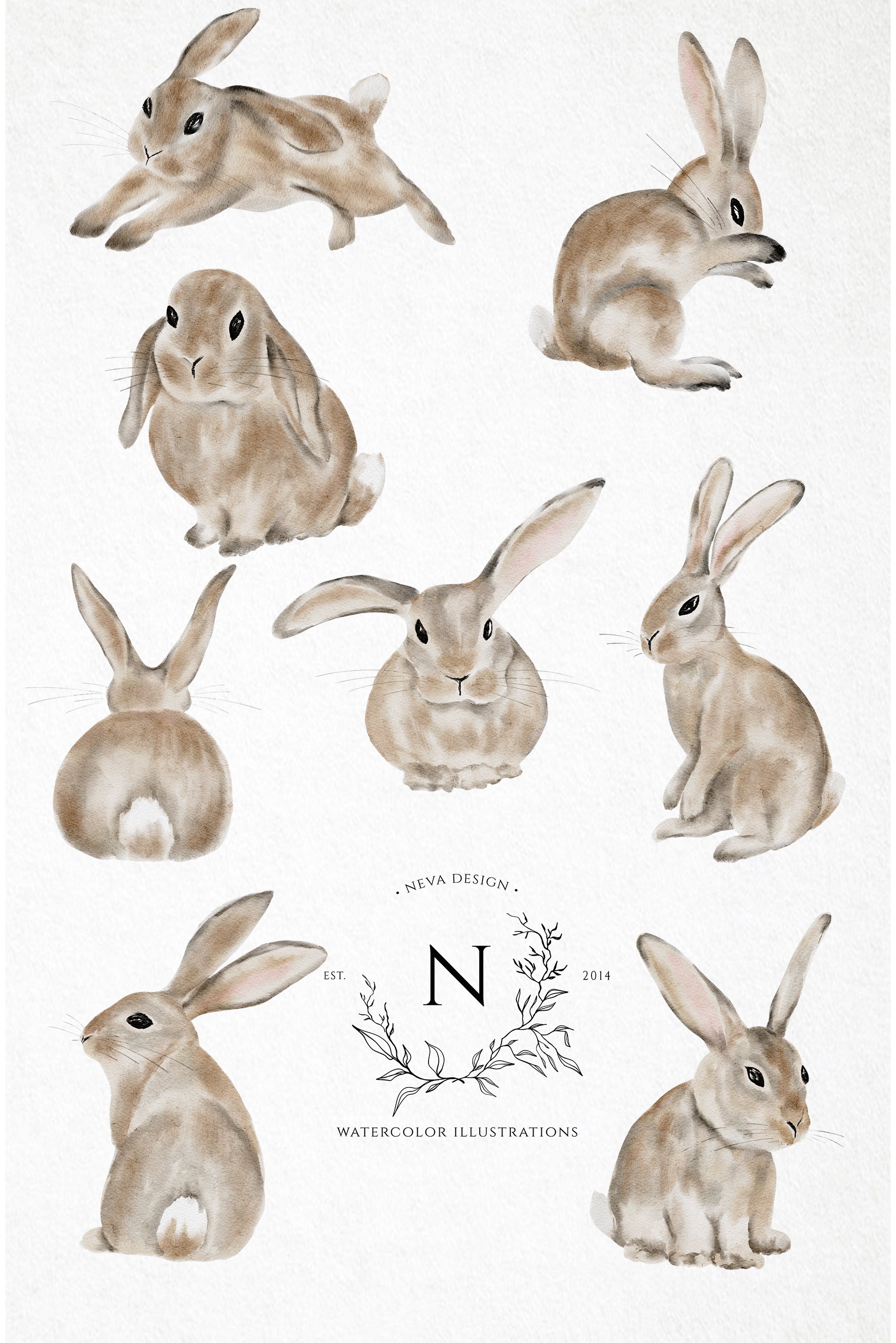 So cute beige bunny in the different conditions.