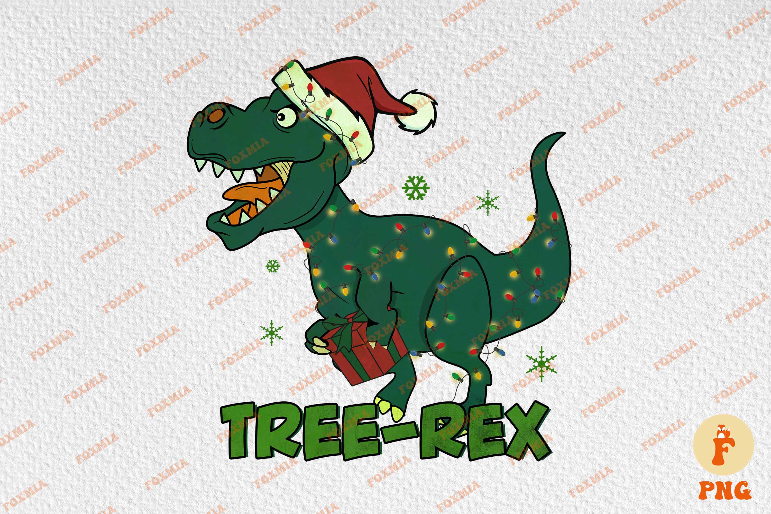 Christmas Dinosaur Tree-Rex T-Shirt Designs preview image.