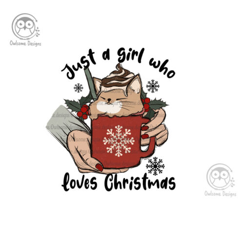 Girl Loves Christmas Sublimation Design cover image.