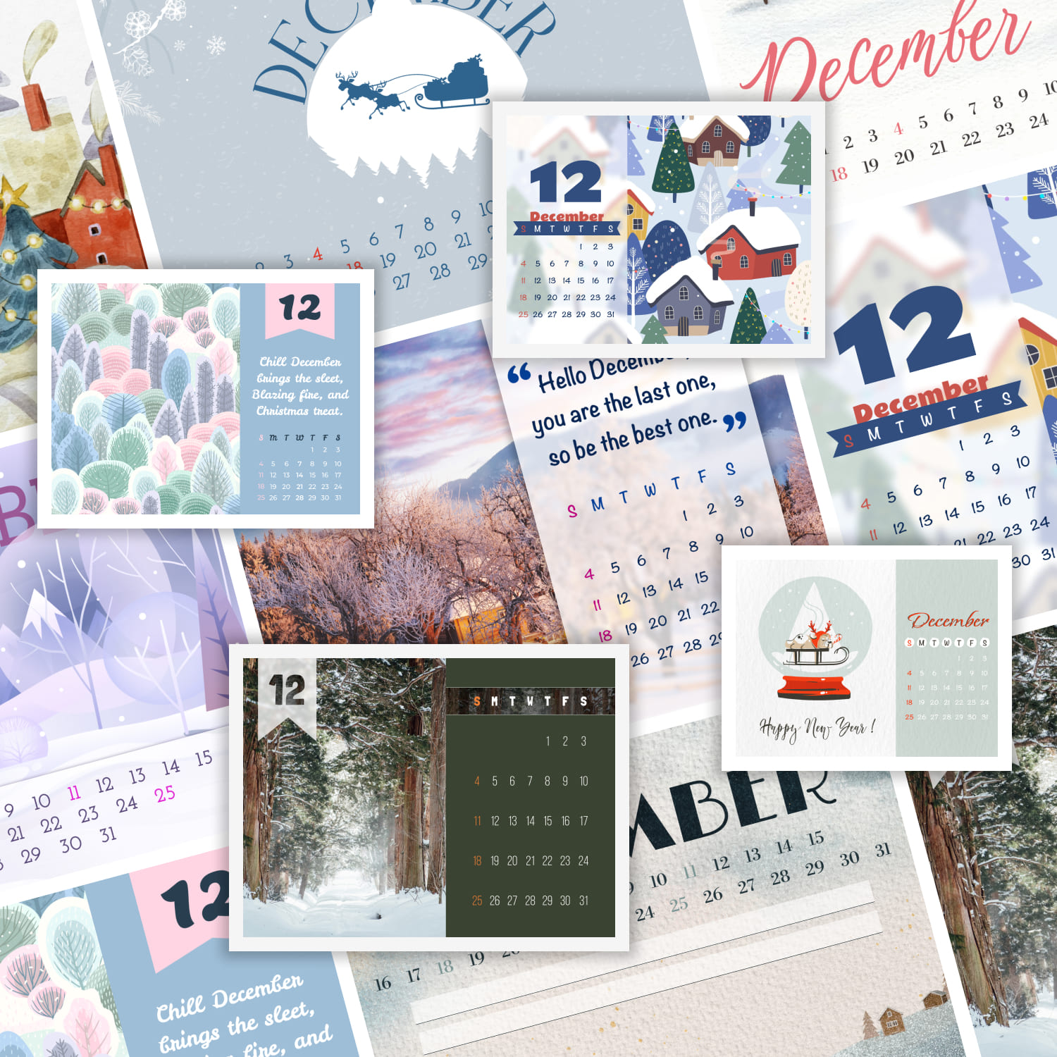 10 Free Editable December Calendars Cover.