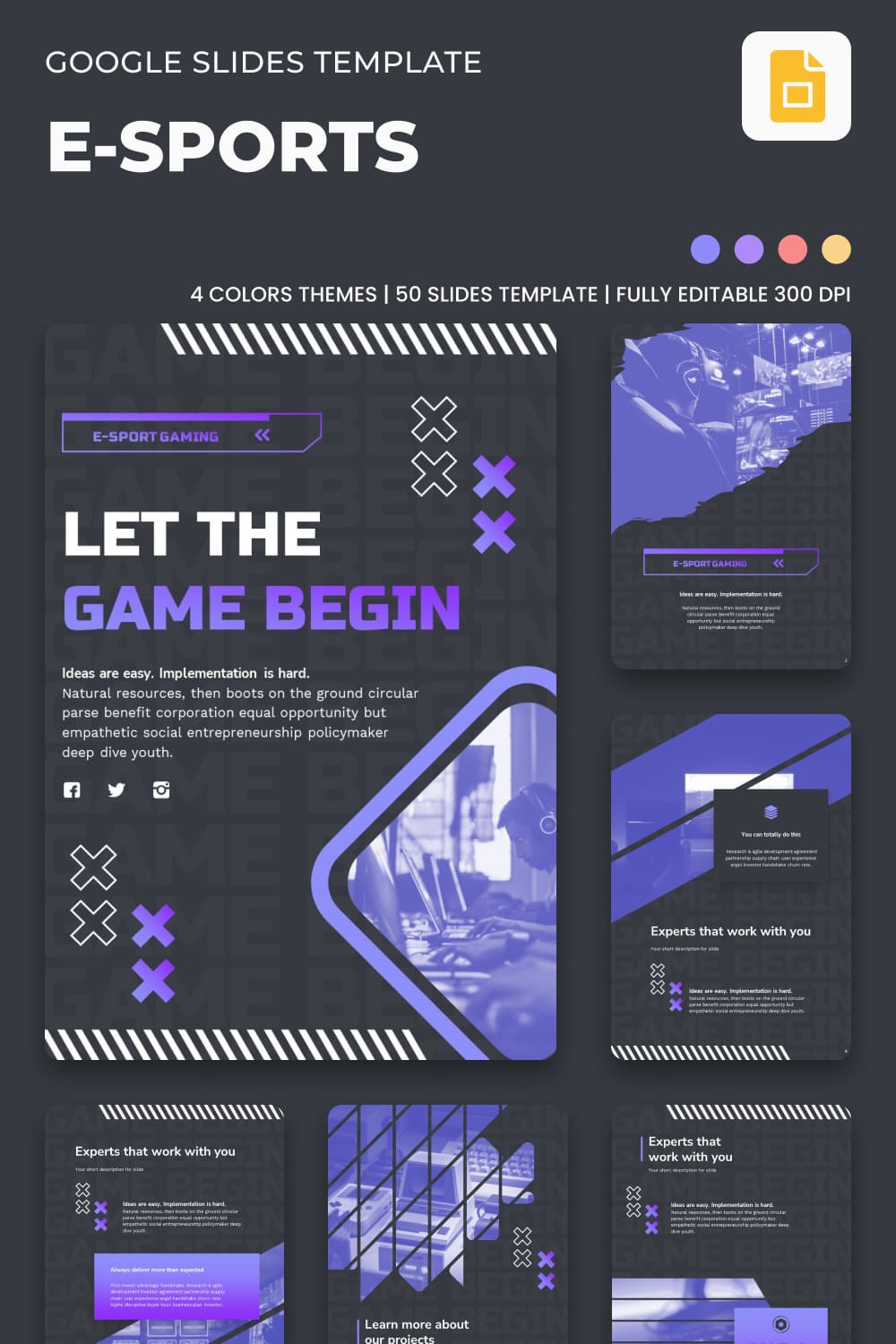 eSports Google Slides Theme - pinterest image preview.