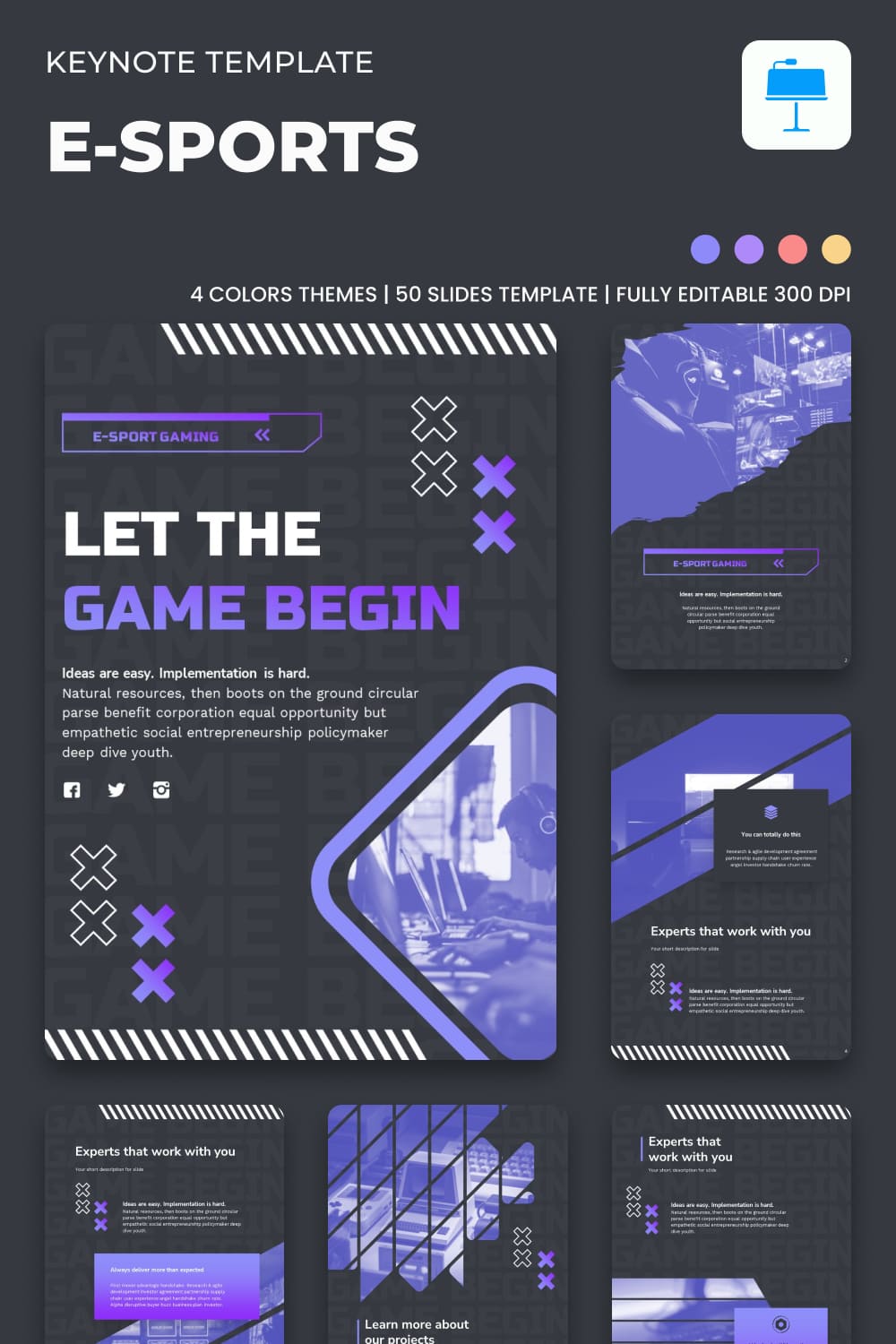 eSports Keynote Template - pinterest image preview.